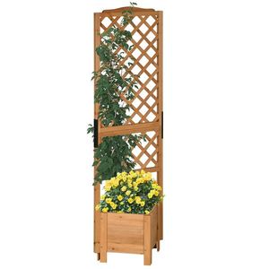 Outsunny Ghiveci cu grilaj pe stâlpi pentru plante - dim. 54, 5L x 52l x 180H cm - Lemn de brad pre-uleiat | Aosom Romania imagine