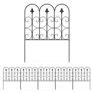 Outsunny Set de 5 garduri de grădină decorative din sârmă metalică antirugină pentru exterior, negru | Aosom Romania imagine