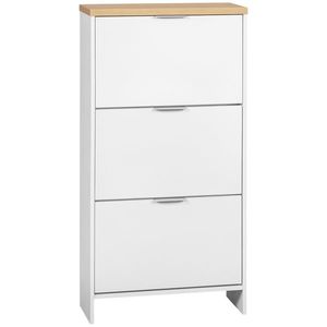 HOMCOM Mobilier pentru pantofi 3 uși rabatabile cu rafturi reglabile capacitate 12 perechi de pantofi 60 x 24 x 120 cm alb | Aosom Romania imagine