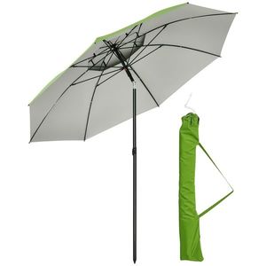 Outsunny Umbrelă de exterior rotundă inclinabilă protecție UV30, 8 tije de oțel și sac de transport inclus, verde | Aosom Romania imagine