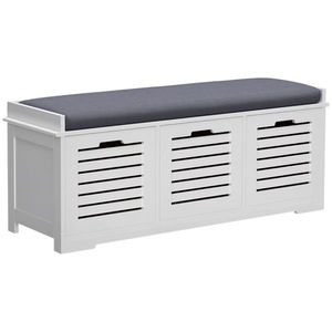 HOMCOM Banc pentru pantofi dulap pentru pantofi cu 3 sertare și pernă detașabilă, dim. 108l x 35A x 43Î cm, alb | Aosom Romania imagine