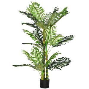 HOMCOM Plantă Artificială, palmier artificial, inclusiv ghiveci; 19, 5 cm x 19, 5 cm x 150 cm, Verde + Negru | Aosom Romania imagine