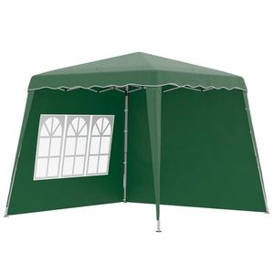 Outsunny Cort Pliabil cu 2 Pereți Laterali 2, 89x2, 89m Pavilion de Grădină cu Înălțime Reglabilă Protecție UV50+ Verde | Aosom Romania imagine