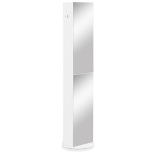 kleankin Mobilier coloană de baie pivotant cu oglindă 6 rafturi 36 x 36 x 171 cm alb | Aosom Romania imagine