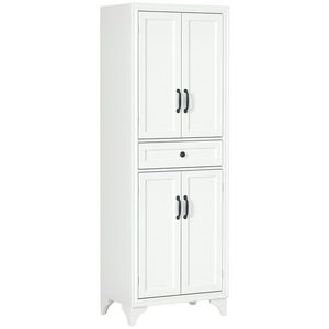 HOMCOM Bufet înalt armoire de cuisine 4 uși 2 dulapuri si 1 sertar central inaltime 170 cm cu raft reglabil alb | Aosom Romania imagine