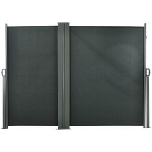 Outsunny Dublu Store lateral Panou de Confidențialitate paravan retractabil dim. 6L x 1, 80H m Poliester Anti-UV Gri | Aosom Romania imagine