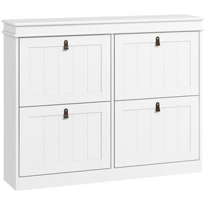 HOMCOM Zapatero Estrecho con 4 Puertas Abatibles y Estantes Ajustables para 20 Pares de Zapatos con Antivuelco 105x24x82, 5 cm | Aosom Romania imagine