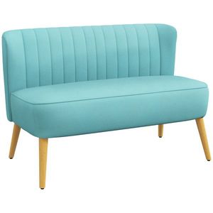 HOMCOM Canapea design retro 2 locuri, picioare din lemn, 117 cm x 56, 5 cm x 77 cm, Verde | Aosom Romania imagine