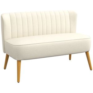 HOMCOM Canapea de 2 locuri, căptușeală moale, husă ușor de întreținut, până la 150 kg, 117 x 56, 5 x 77 cm, crem | Aosom Romania imagine