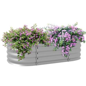 Outsunny Pat de plante Modulare, rezistent la intemperii, fund deschis, 105 x 62 x 30 cm, Argintiu | Aosom Romania imagine