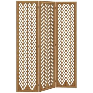 HOMCOM Paravent din lemn cu modele perforate, divizor de cameră interior pliabil cu 3 panouri din lemn 120 x 170 cm natural | Aosom Romania imagine