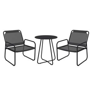 Outsunny Set de gradina 3 piese, salon de gradina, 2 scaune 1 masa rotunda, otel si tesatura mesh, gri | Aosom Romania imagine
