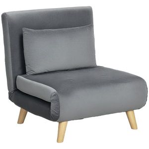 HOMCOM Fotoliu 2 în 1, Fotoliu de Relaxare, Pat de Oaspeți, 72 cm x 78 cm x 79 cm, Gri | Aosom Romania imagine