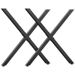 HOMCOM Lot de 2 picioare de masă în formă de cruce 70 x 72 cm design industrial pentru masă de cafea masă de noapte negru | Aosom Romania imagine