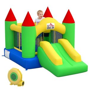 HOMCOM Castel gonflabil cu tobogan și plasă de siguranță, până la 100 kg, 3-10 ani, 300x180x160cm | Aosom Romania imagine