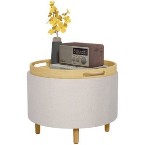 HOMCOM Hocker Polsterhocker, Pluș Teddy, Stocare ascunsă, capac reversibil, 56 cm x 56 cm x 42 cm, Alb | Aosom Romania imagine