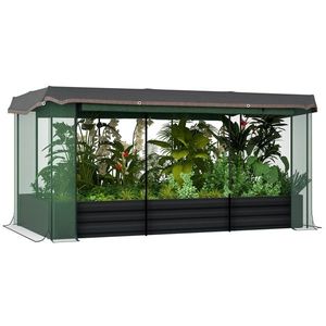 Outsunny Pat înalt cu plasă de protecție pentru păsări și protecție solară, carcasă metalică, 230x110x110 cm, Gri/Verde/Negru | Aosom Romania imagine