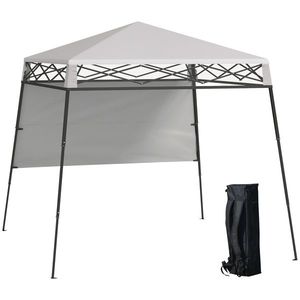 Outsunny Cenador Pliabil 220x220x200 cm cu 1 Perete Lateral Geantă de Transport Impermeabilă și Protecție UV50+ Alb | Aosom Romania imagine