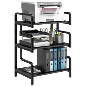 HOMCOM Etagere de depozitare cu 3 niveluri etajeră metalică design industrial structură din oțel 55 x 40 x 77 cm Negru | Aosom Romania imagine