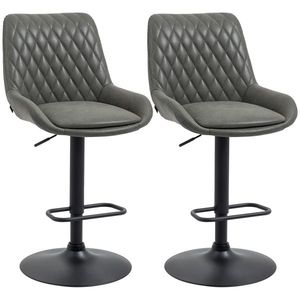 HOMCOM Tabureți de Bar Tabureti de Bucatarie, Design Tabureti de Inaltime, cu Suport pentru Picioare, 51 cm x 59 cm x 117 cm, Gri închis + Negru | Aosom Romania imagine