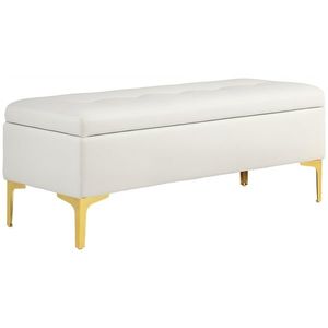 HOMCOM Bancă cu Spațiu de Depozitare, suportând până la 120kg, 120x44x44, 5cm, Bej | Aosom Romania imagine