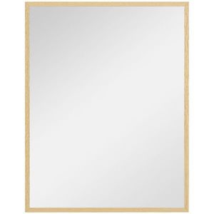 HOMCOM Oglindă de perete rectangulară 90 x 70 cm, cadru din lemn, ideală pentru baie, sufragerie sau dormitor, naturală | Aosom Romania imagine