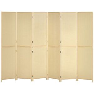 HOMCOM Paravan din lemn de bambus 6 panouri 270 x 180 cm separator de camera cloison de separare pliabil - natural | Aosom Romania imagine