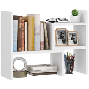 HOMCOM Raft de birou modular, organizator de birou multifuncțional, 2 piese, MDF, alb | Aosom Romania imagine