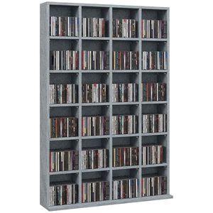 HOMCOM Mobilier de depozitare multimedia 480 CD-uri/312 DVD-uri - bibliotecă din lemn cu rafturi reglabile, 89 x 130, 5 cm, gri | Aosom Romania imagine