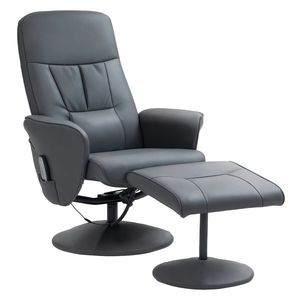 HOMCOM Fotoliu de masaj cu scaun, Scaun ergonomic cu 10 puncte de vibrații, Piele artificială, 76 x 81 x 105 cm, Gri închis | Aosom Romania imagine