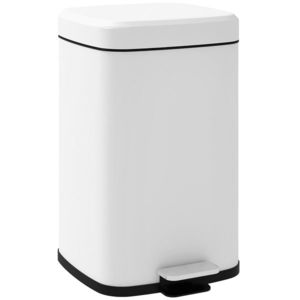 HOMCOM Coș de gunoi de bucătărie 20L cu capac cu închidere ușoară și pedala, găleată interioară detașabilă, 28L x 35l x 45H cm, alb | Aosom Romania imagine