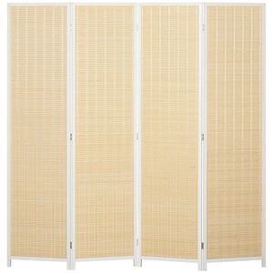 HOMCOM Paravent din lemn separator de cameră cloison de separare pliabil 4 panouri 180 x 180 cm lemn natural | Aosom Romania imagine