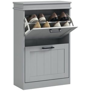 HOMCOM Mobilier pentru depozitare a pantofilor, 2 uși rabatabile, rafturi reglabile, pentru intrare, coridor, 54 x 24 x 82, 5 cm, gri | Aosom Romania imagine