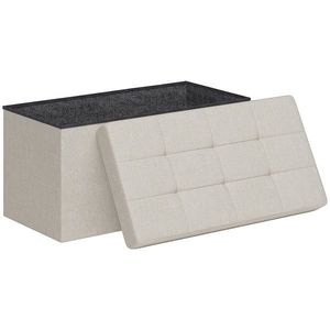 HOMCOM Banc de depozitare pouf de depozitare pliabil bout de lit repose-pieds cu capac capitonat 76L x 38l x 38H cm crem | Aosom Romania imagine