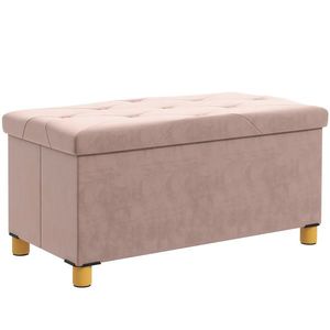 HOMCOM Banc de depozitare capat de pat pliabil volum 67 L capacitate de incarcare 120 kg cu capac 76L x 38l x 38H cm roz | Aosom Romania imagine