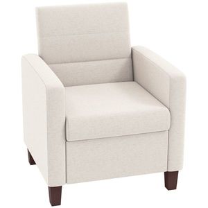 HOMCOM Upholstered Armchair in Linen Look, Foam, Seat Cushion, Wood Frame, Cream White | Aosom Romania imagine