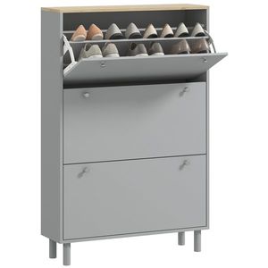 HOMCOM Mobilier pentru pantofi 24 perechi cu 3 sertare rabatabile si rafturi reglabile, 80x23, 5x121 cm, gri | Aosom Romania imagine