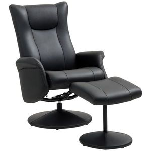 HOMCOM Fotoliu cu Fotoliu, Aspect de piele, Rotativ, Spate reglabil, pana la 150 kg, Negru | Aosom Romania imagine