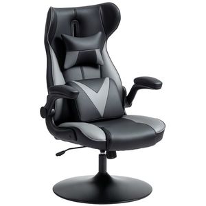 Vinsetto Scaun de gaming cu funcție de leagăn, scaun rotativ, reglabil pe înălțime, scaun tapițat, metal, 67 x 71 x 112 cm, Gri | Aosom Romania imagine