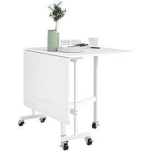 HOMCOM Masă de Dining Pliabilă pentru 4-6 Persoane cu Roți și Aripile Pliabile Masă Pliabilă pentru Bucătărie 120x80x73 cm Alb | Aosom Romania imagine
