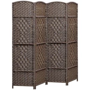 HOMCOM Paravent interior din lemn 4 panouri separator de cameră pliabil pentru sufragerie dormitor 180 x 180 cm maro | Aosom Romania imagine