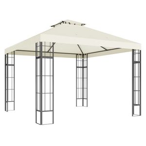 Outsunny Pavilion de grădină 3 x 3 m, design cu două niveluri, Protecție UV30+, Rezistent la UV, Protecție solară, Cadru din metal, Crem | Aosom Romania imagine