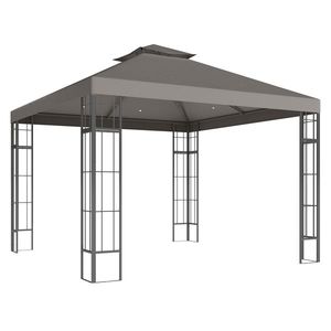 Outsunny Pavilion de grădină 3x3 m, Design cu acoperiș în două trepte, Protecție UV30+, Rezistent la UV, Protecție solară, Cadru metalic, Gri închis | Aosom Romania imagine