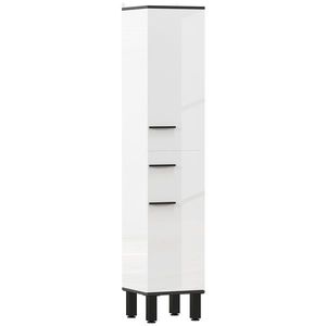HOMCOM Dulap Înalt de Baie cu Sertar 2 Uși și Rafturi Ajustabile Mobilier Auxiliar de Baie Antirăsturnare 34x32x170 cm Alb | Aosom Romania imagine