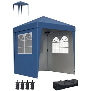 Outsunny Tonela barnum de grădină pop-up pliantă reglabilă în înălțime protecție UV 30+ 3 pereți laterali albastru închis | Aosom Romania imagine