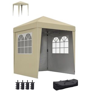 Outsunny Tonnelle barnum de grădină pop-up pliabilă reglabilă în înălțime protecție UV 30+ 3 pereți laterali bej | Aosom Romania imagine
