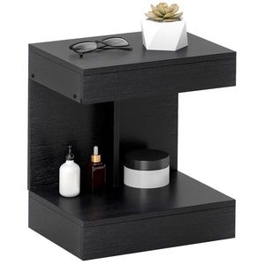 HOMCOM Noptieră, masă laterală cu sertar și raft, masă de cafea modernă cu funcție de raft pentru diferite camere, Negru | Aosom Romania imagine