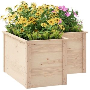 Outsunny Jardinière în formă de L, pat de grădină ridicat, ghiveci de flori cu fund deschis, din lemn 120 x 120 x 62 cm, lemn natural | Aosom Romania imagine