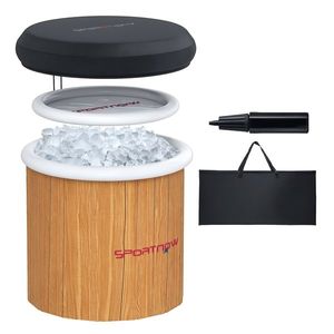 SPORTNOW Cada de baie cu gheață, 300 litri, gonflabilă pentru relaxarea mușchilor, cu husă, geantă de transport, pompă de aer, maro | Aosom Romania imagine