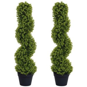 HOMCOM Set de 2 plante decorative, Plante artificiale în ghiveci, Plante artificiale pentru casă, interior, exterior, 90 cm, Verde | Aosom Romania imagine